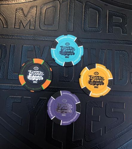 Harley - Davidson Clocktower Poker Chips - "Gift - Set of 4"