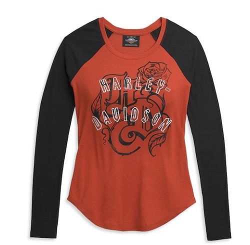 Harley - Davidson - Women "Roses Rib Baseball Knit Top" - 96321-21VW